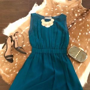Anthropologie | Teal Blue Silk Dress (Petite/Sm)